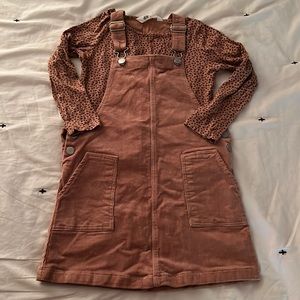 H&M pink leopard corduroy jumper set size 7.